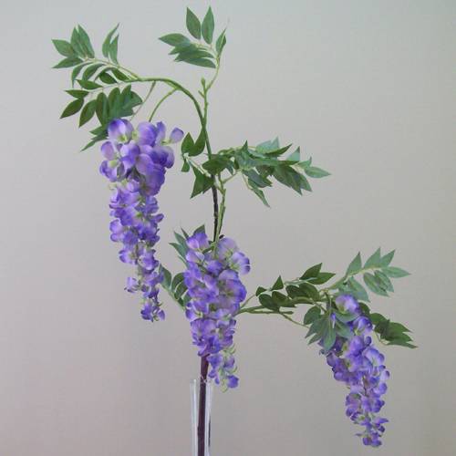 Artificial Wisteria Three Purple Flowers 94cm Artificial Flowers